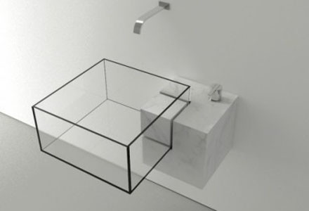 lavabo cube vetro trasparente